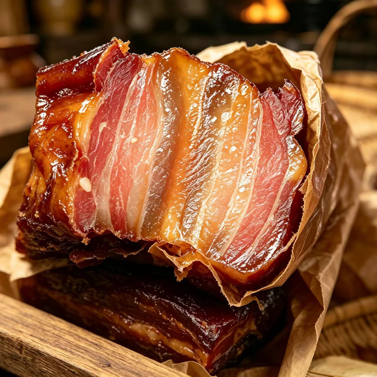 [送香肠]农家腊肉柴火烟熏猪肉腌肉/腊肉/腊禽类