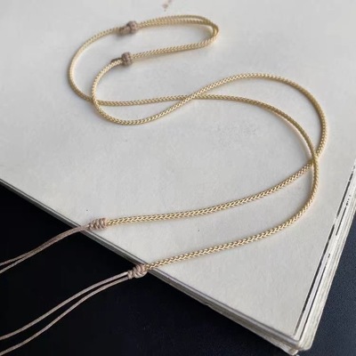 可DIY双孔两头翡翠和田玉玉璜锦鲤锁包天珠横穿可调节短细款挂绳