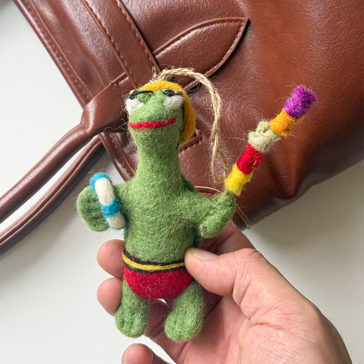 尼泊尔手工羊毛毡包挂度假小乌龟可爱动物钥匙扣礼物情侣书包挂件