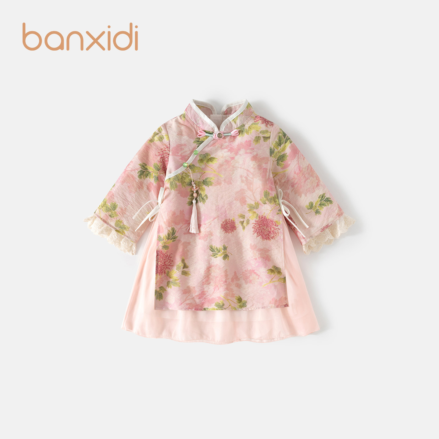 Banxidi女童汉服旗袍裙春装女宝宝周岁礼服儿童国风新中式连衣裙,童装/婴儿装/亲子装,汉服,淘宝优惠券,粉丝福利购,淘宝优惠卷