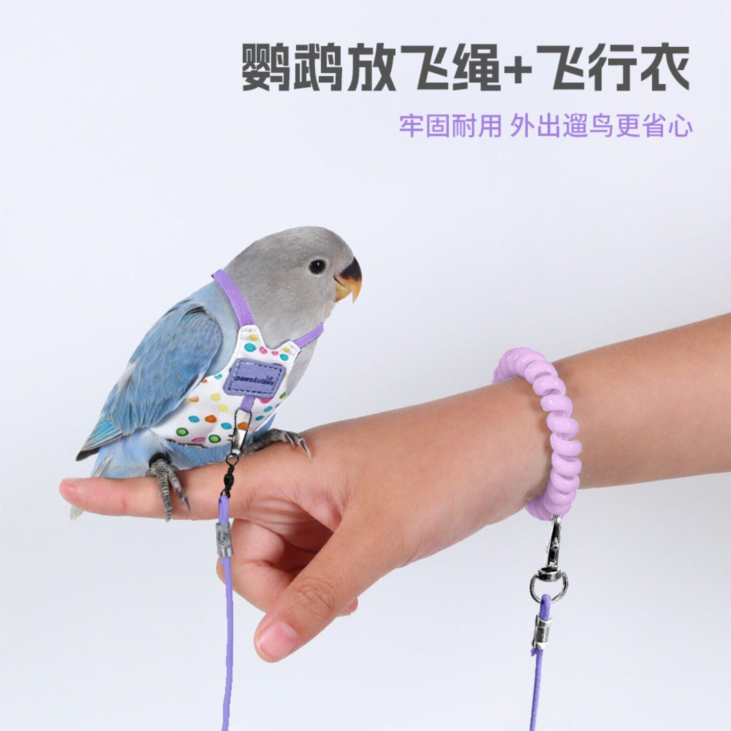 鹦鹉衣服超轻遛鸟外出背带玄风虎皮牡丹耐用放飞绳牵引防丢飞行服 - 实物图