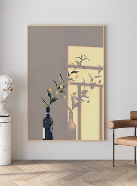 北欧小众艺术感入户玄关装饰画治愈温馨光影花卉客厅挂画酒店壁画