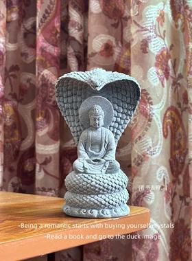 「坐而入定 蛇护佛陀」中式创意盆景装饰微观造景桌面摆件礼物