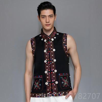 新云南哈尼族服装马甲2024新款红河墨江少马数男民族演出服刺士绣