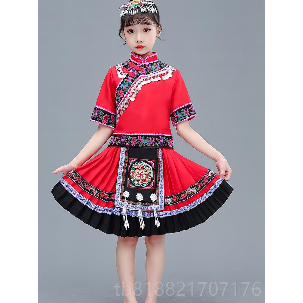 高档新款儿童仡佬民族装男女童装幼园仡佬族舞蹈演族儿出服服饰竹
