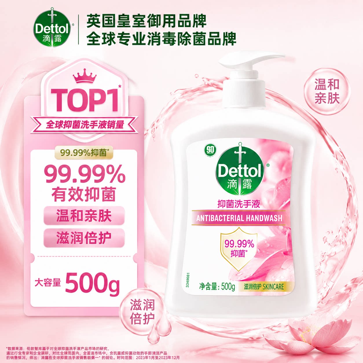 滴露洗手液补充装滋润抑菌儿童家用洗手液杀菌消毒正品官方旗舰店