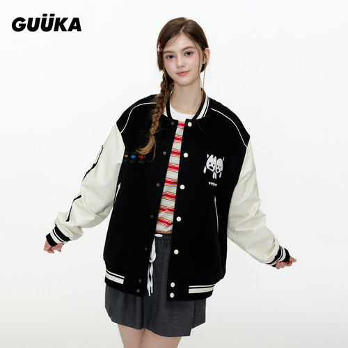 GUUKA潮牌小狗美式棒球服