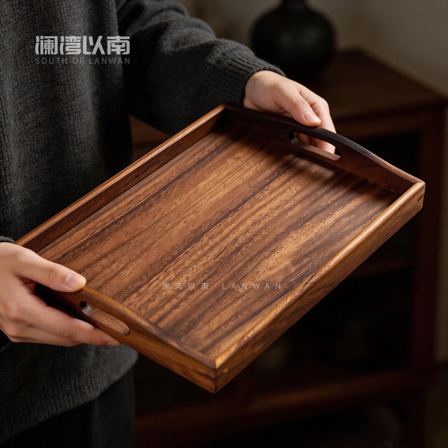 胡桃木茶具托盘长方形木质多功能桌面收纳木盘家用轻奢收纳盘茶盘