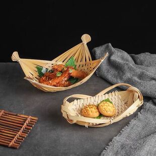 竹编制品大全天妇罗炸物篮日式竹编制品手工竹篓提篮农家乐餐具刺