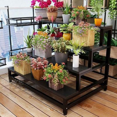 室内阳台梯形置物架铁艺多层多肉花盆阶梯式盆栽架花店展示架货架