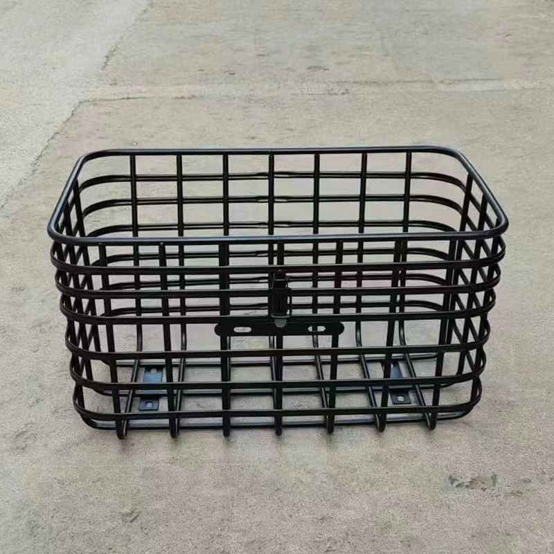 电动三轮车后置储物筐电动车后车筐车篮子前框车篓车蓝加粗加大载