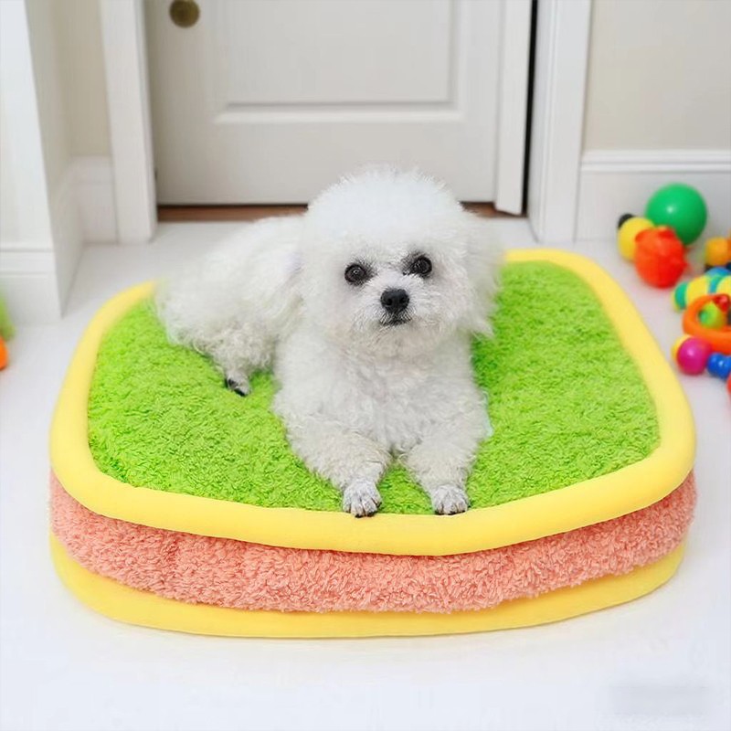 多巴胺撞色棉花绒狗窝宠物冬季保暖猫咪狗窝全可拆洗方窝宠物垫子