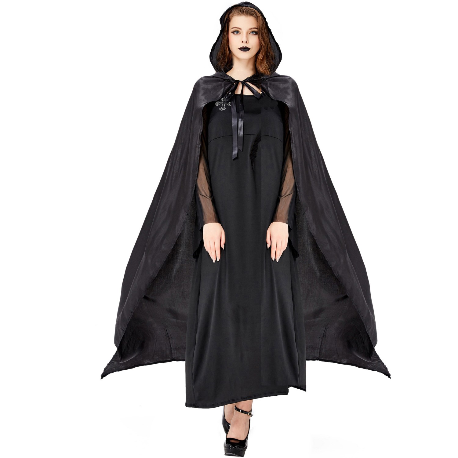 Halloween Cape Witch Costume queen ghost vampire robe mage s