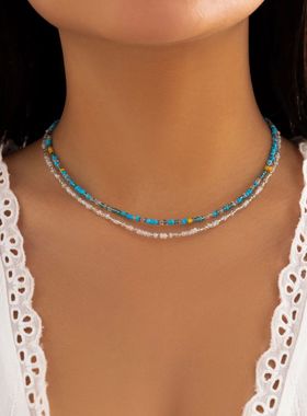 Bohemia Multicolour Acrylic Seed Beads Necklace for Women Ha