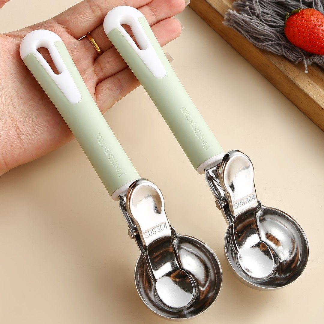 304不锈钢冰淇淋勺可弹出式雪糕勺挖球器冰淇淋勺水果西瓜挖球勺