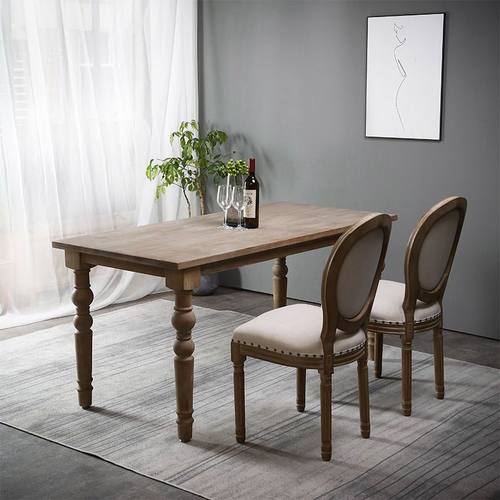 老式餐桌复古怀旧餐桌家用长方形茶桌乡村美式餐桌实木法式餐桌