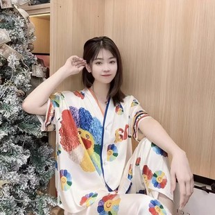 加大码 套装 宽松版 气质网红 家居服舒适女士时尚 女薄款 睡衣套装 短袖