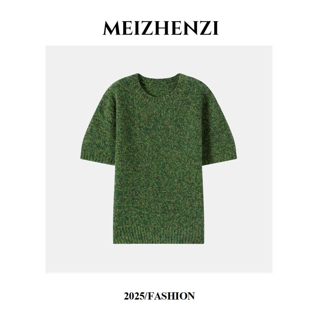 MEIZHENZI【花线绵羊毛】绿野仙踪圆领针织衫女宽松毛衣（严禁机