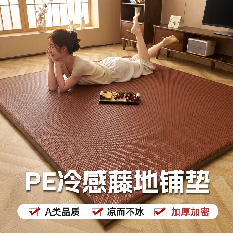 夏季冰丝凉席地垫家用打地铺睡垫神器冰藤软席子榻榻米儿童爬爬垫
