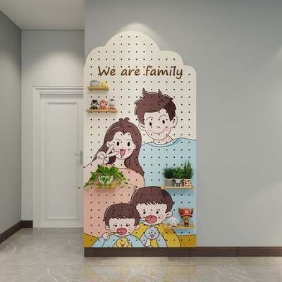 订制实木洞洞板推拉穿衣镜洞洞板收纳墙入户门挂衣服洞洞板定制