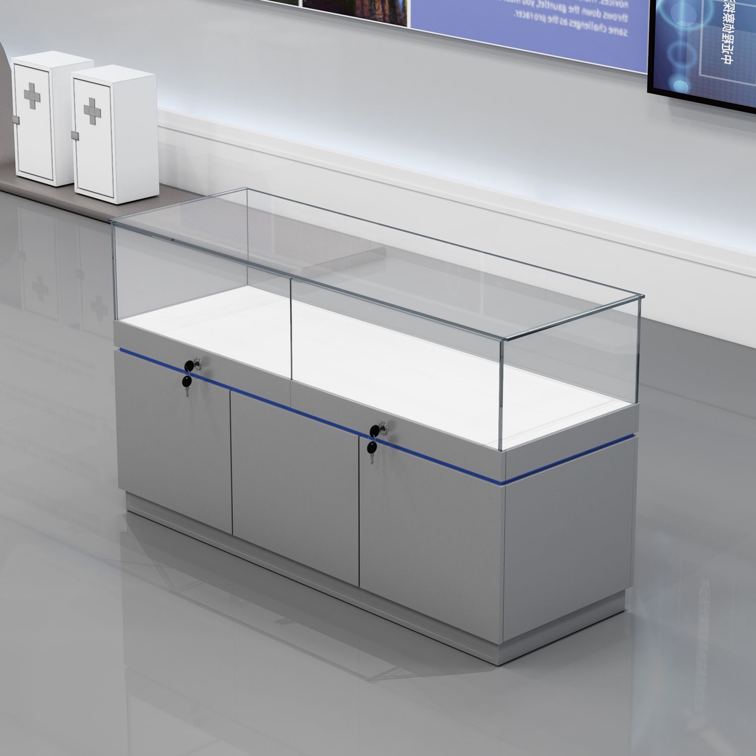 商场样品玻璃展示柜珠宝化妆品首饰眼睛柜台博物馆文物展览陈列柜