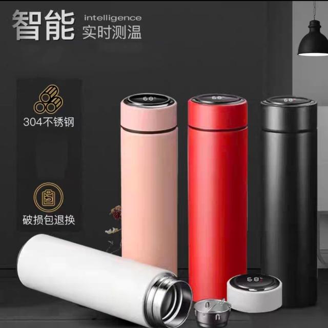 显示保温杯500毫升超长保温便携测温高档茶水杯颜色随机