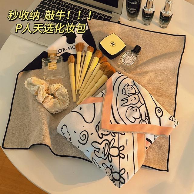 P人专用化妆包相机百贴布魔术布内胆包微单百折自粘布大容量收纳