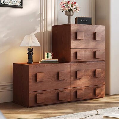 【小方块】全实木卡门柜中古风客厅小户型电视柜复古风实木斗柜