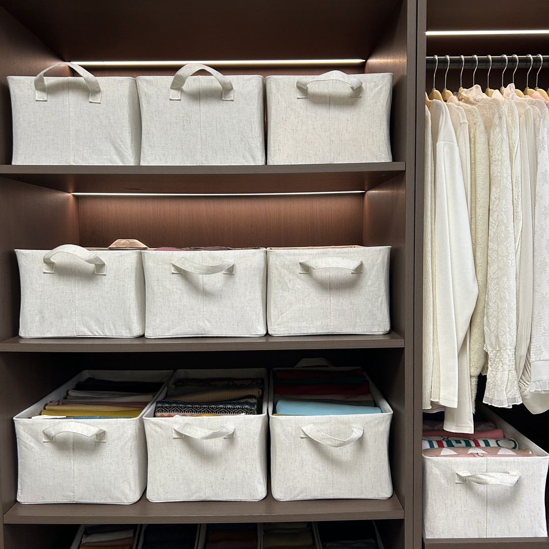 简之道精仿棉麻钢架收纳盒可折叠大容量防尘耐脏收纳筐家用衣橱