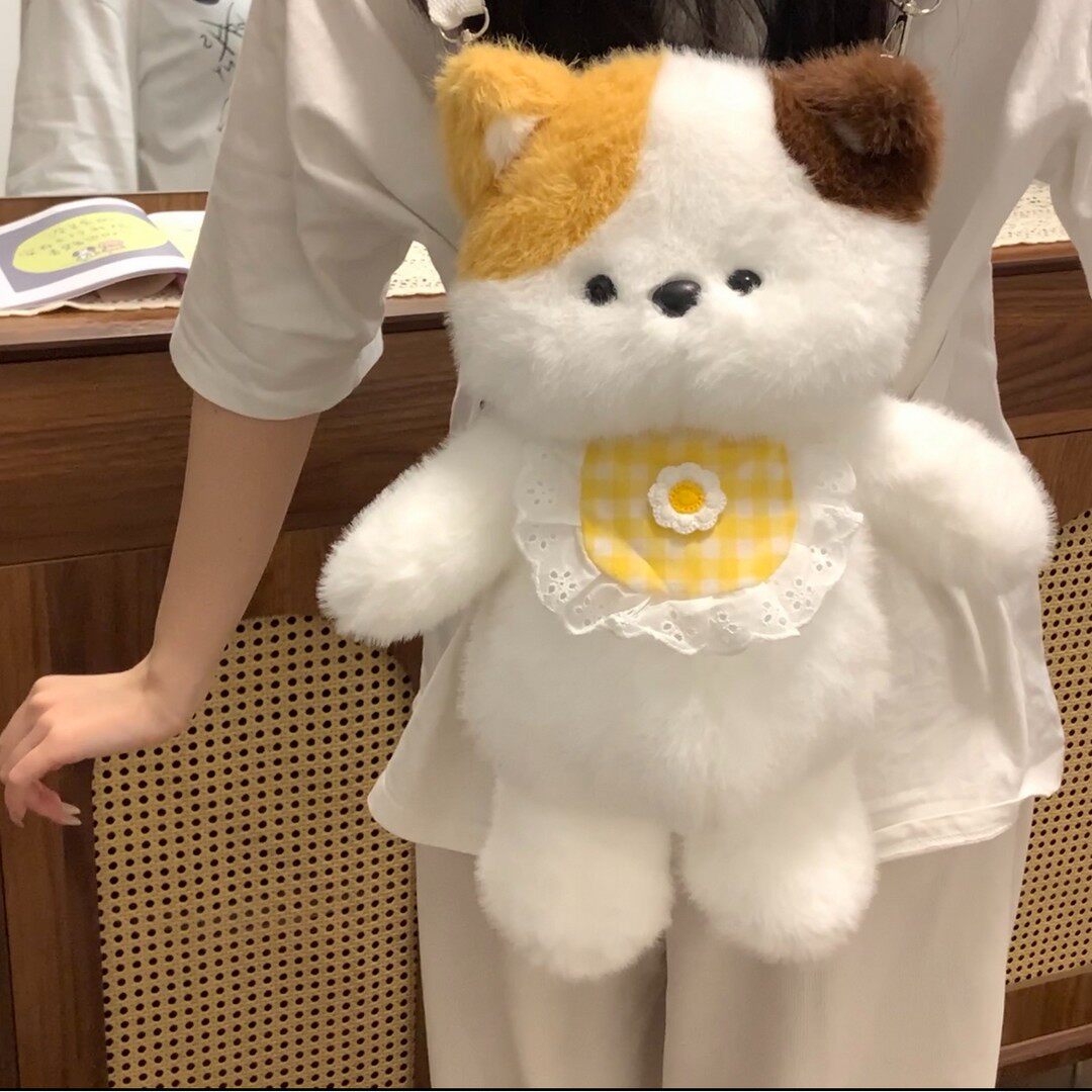 会跑步的小熊包包双肩包三花猫玩偶公仔毛绒玩具小羊背包生日礼物