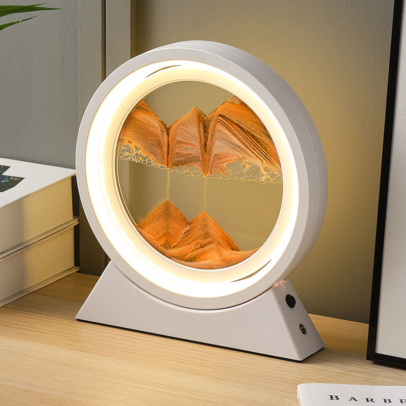流沙画摆件自动翻转3d立体小夜灯氛围灯沙漏书房卧室台灯家居装饰图片