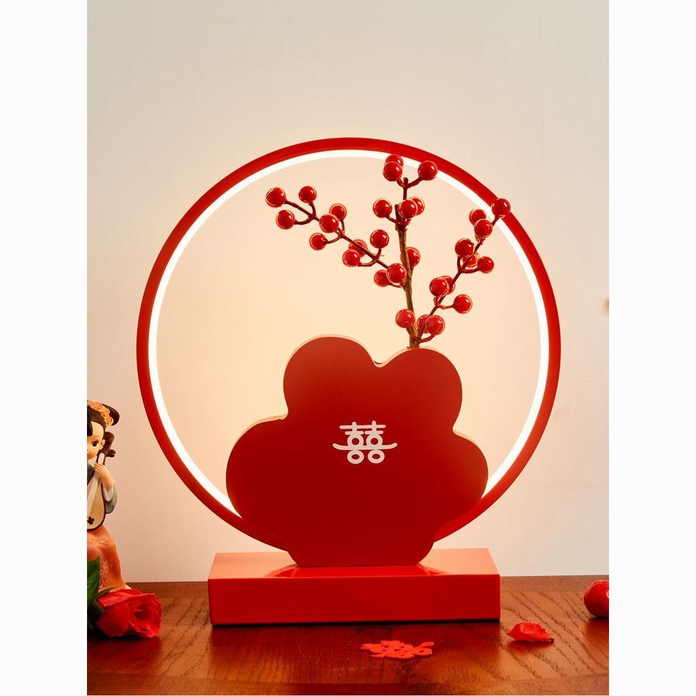 婚庆台灯卧室床头长明灯陪嫁灯创意高档结婚婚房红色浪漫送礼台灯