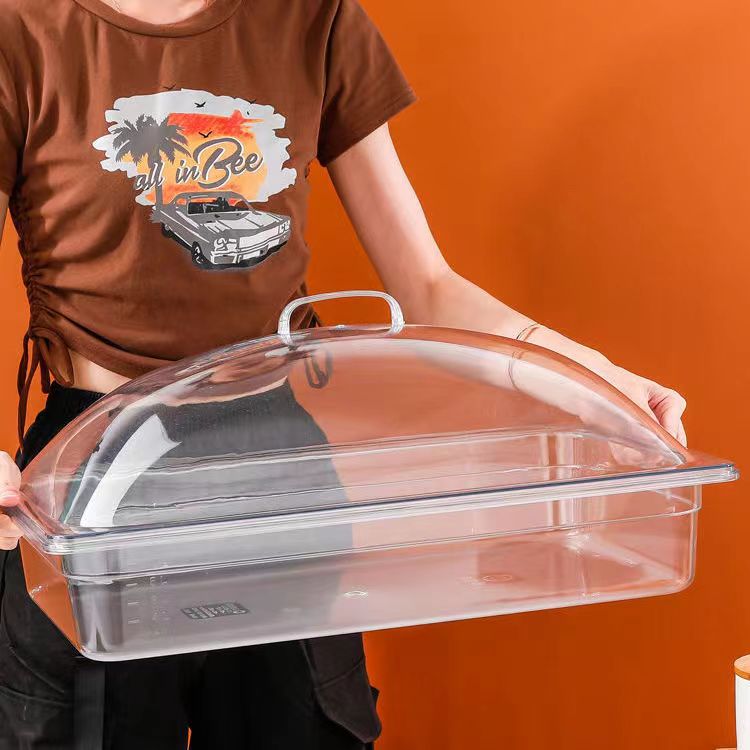 亚克力食品展示盒寿司方盘摆摊专用大盒子超市带盖散装透明塑料盒