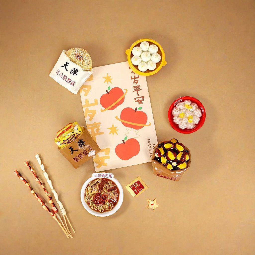 创意精品天津小吃大食玩美食冰箱贴立体磁吸贴旅游纪念厨房装饰品