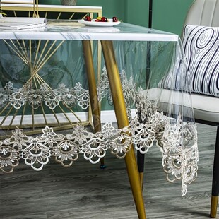 薄款下垂透明软桌布PVC餐桌布防水防油桌布茶几布绣花边台布桌垫