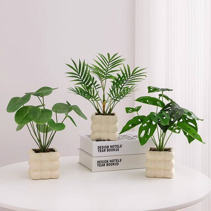 空调上的装饰摆件仿真花小摆件盆栽桌面发财树仿真绿植办公室假花