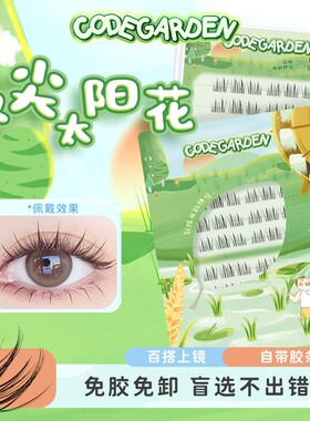 CCODEGARDEN【双尖太阳花】免胶免卸假睫毛自然分段式透明梗眼睫