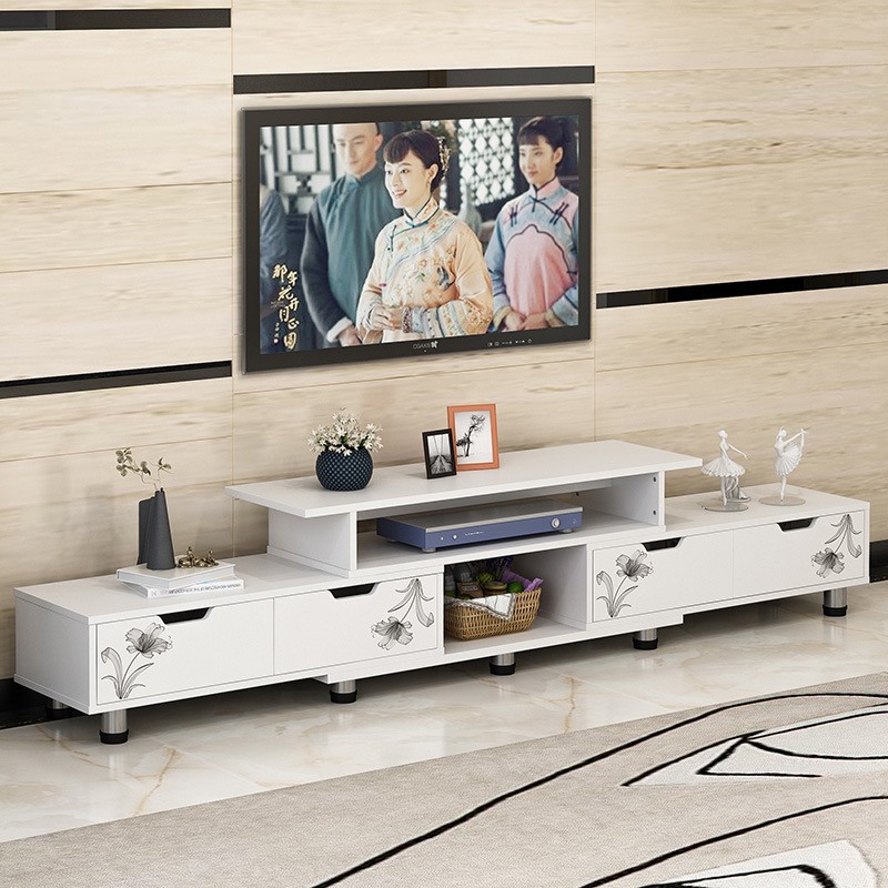 简约现代可伸缩小户型客厅仿实木卧室北欧电视机柜茶几组合地柜子