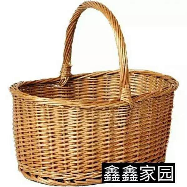 柳编藤编竹编手提篮收纳篮购物篮菜篮子编织水果篮加大田园菜篮子