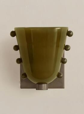 玻璃绿色壁灯中古彩色墙灯卧室床头走廊灯商用酒店民宿复古壁挂灯