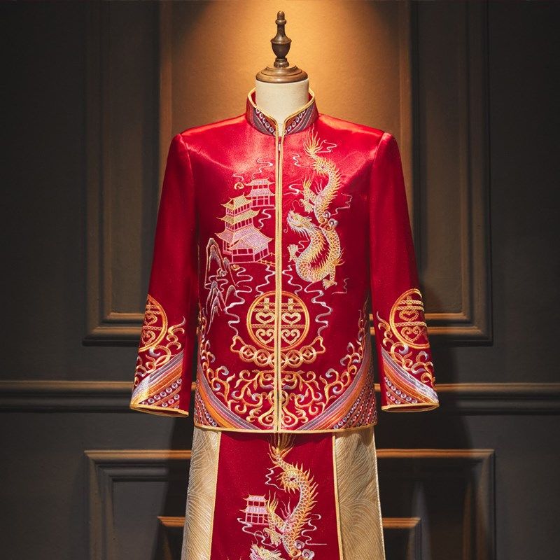 秀禾服男士2024新款中式结婚礼服新郎接亲敬酒服大码唐装男龙凤褂,男装,唐装,淘宝优惠券,粉丝福利购,淘宝优惠卷