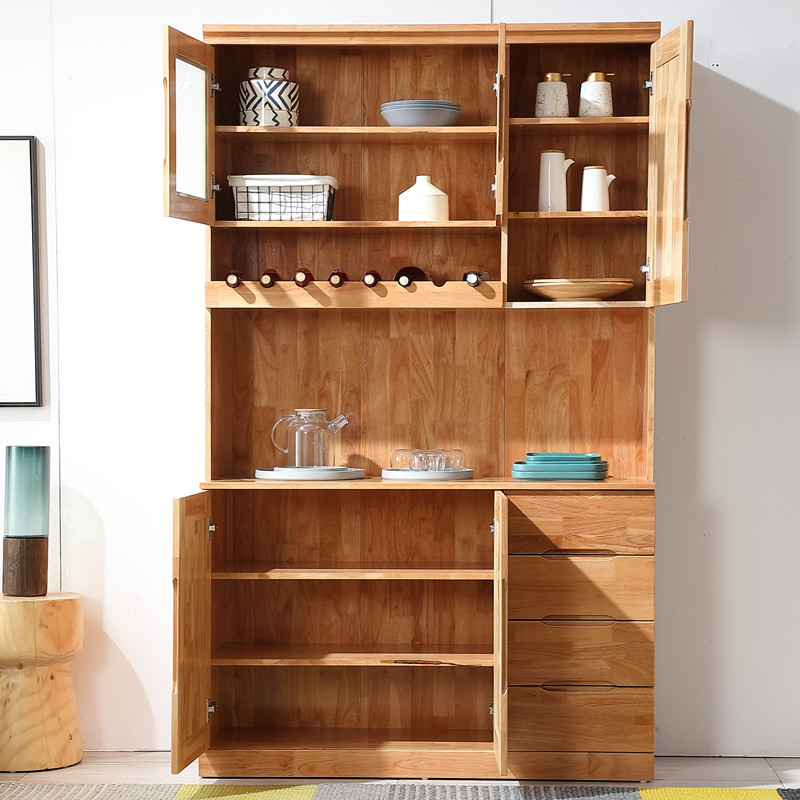 简约全实木餐边柜酒柜组合厨房碗柜收纳柜储物柜茶水柜橱柜包邮