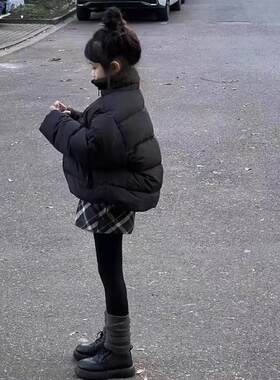 女童毛呢格子半身裙春秋冬加绒复古甜美直筒A字裙女宝百搭短裙裤9