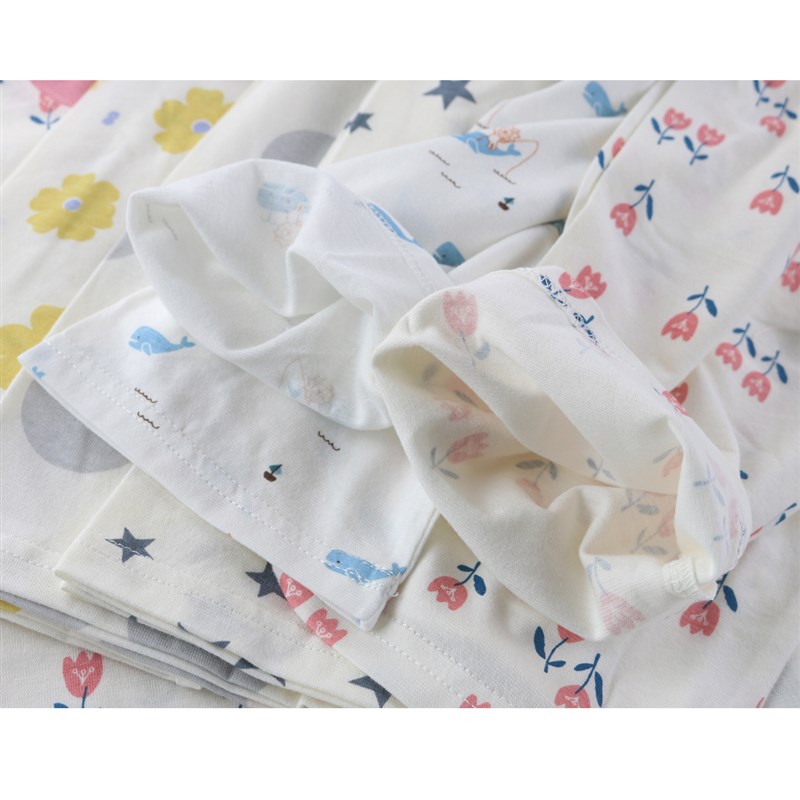 出口日单夏季纯棉薄款短袖护肚套装儿童家居服男女童睡衣90-120