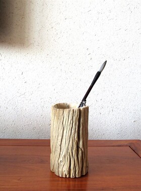 胡杨木原木生态笔筒摆件客厅电视柜书房办公室家居创意自然艺术品