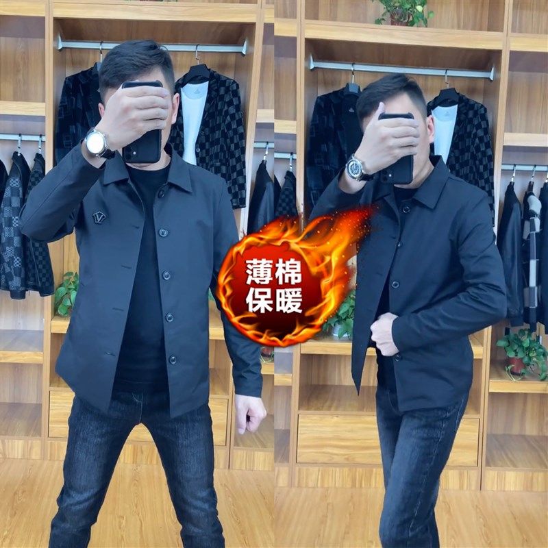 2023秋冬休闲夹克黑色西装男春季款外穿简单百搭男款商务男装外套