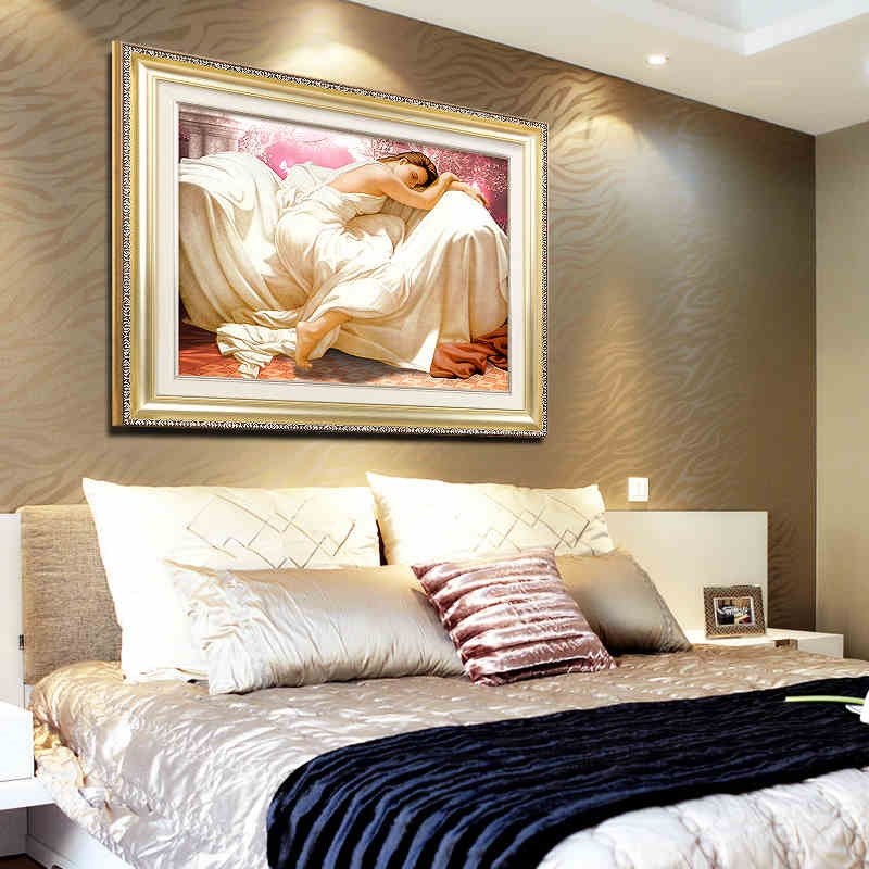 网红壁画床头美式装饰画酒店床头画美式挂画床头温馨人物卧室玄关图片