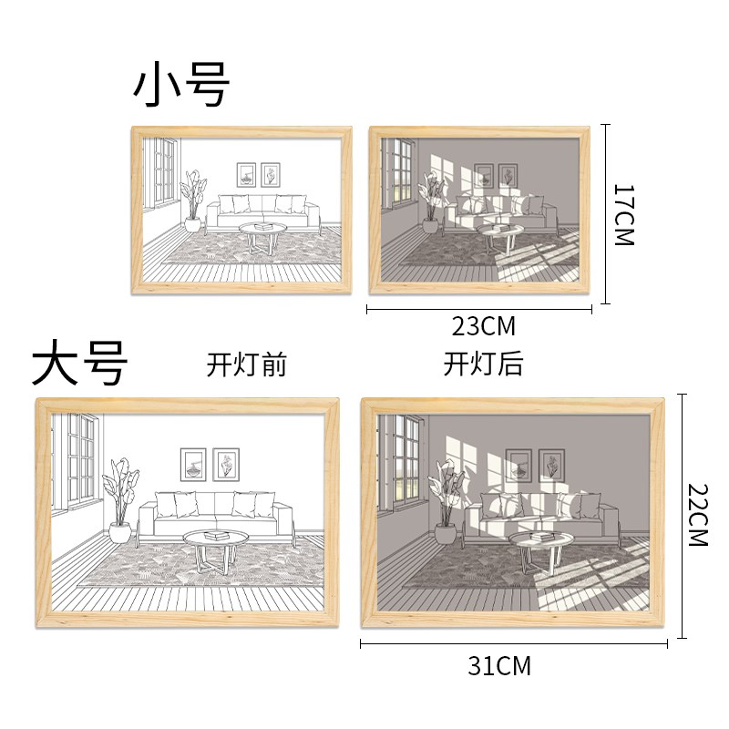 【节日礼物】松潮灯光画装饰发光相框素描画创意床头小夜氛围灯图片