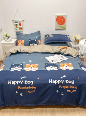 夏季卡通床单被子四件套床上儿童小清新被套被单件纯棉全棉三件套