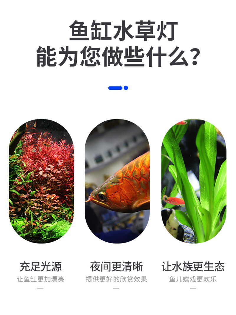 鱼缸led夹灯水族箱LED灯防水架灯防溅水草缸白蓝光可变色照明灯架